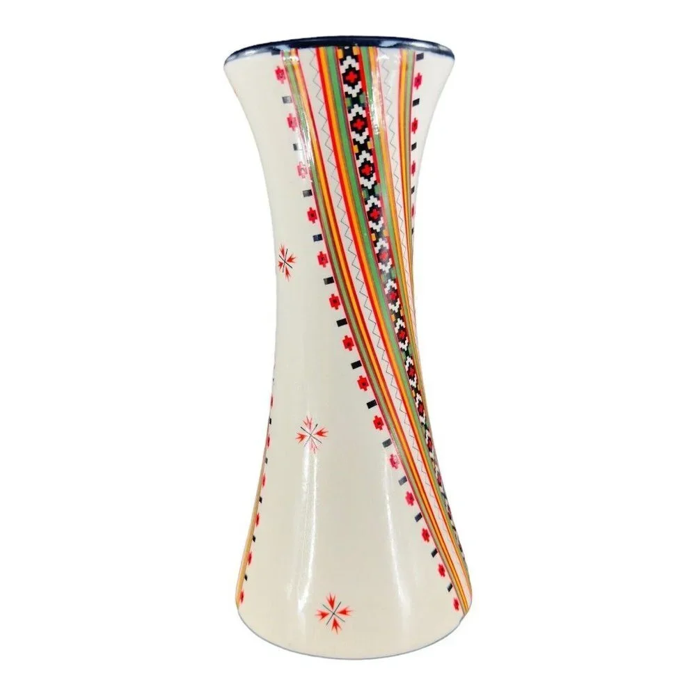 German‎ Style Poppy Ceramic Vase Colorful Multicolor Pattern Border Flower Vase